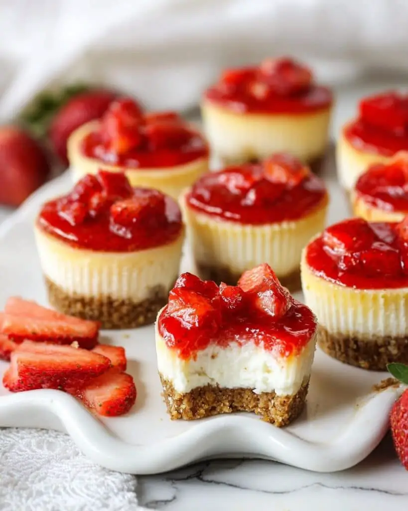 Mini Strawberry Cheesecakes with Fresh Strawberry Sauce Recipe