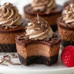 Mini Chocolate Cheesecakes with Chocolate Ganache and Whipped Cream Recipe