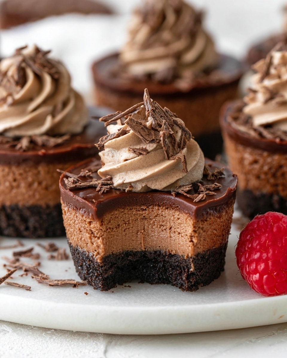 Mini Chocolate Cheesecakes with Chocolate Ganache and Whipped Cream Recipe