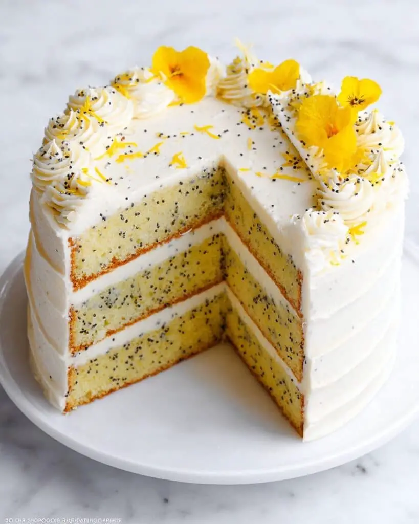 Lemon Poppy Seed Cake with Lemon Cream Cheese Frosting Recipe