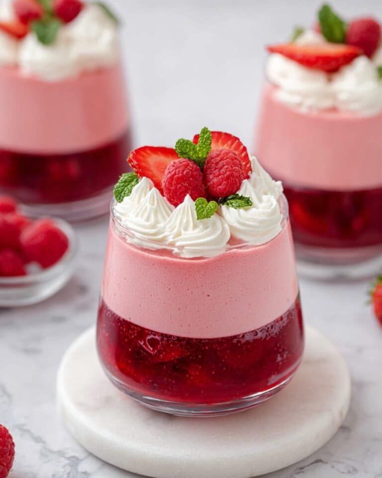 Creamy Raspberry Mousse with Raspberry Compote and Fresh Herb Garnish Recipe