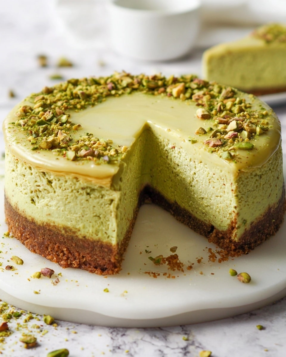 Pistachio Cheesecake with White Chocolate Ganache Recipe