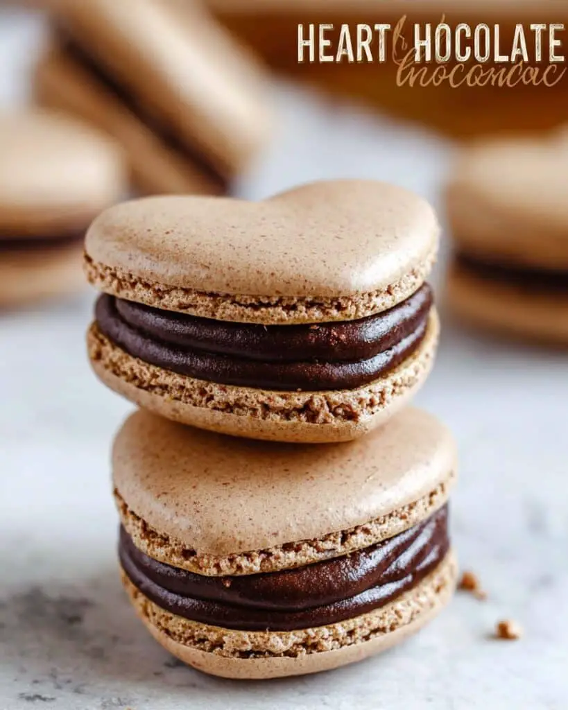Heart-Shaped Chocolate Macarons with Rich Chocolate Ganache Filling Recipe