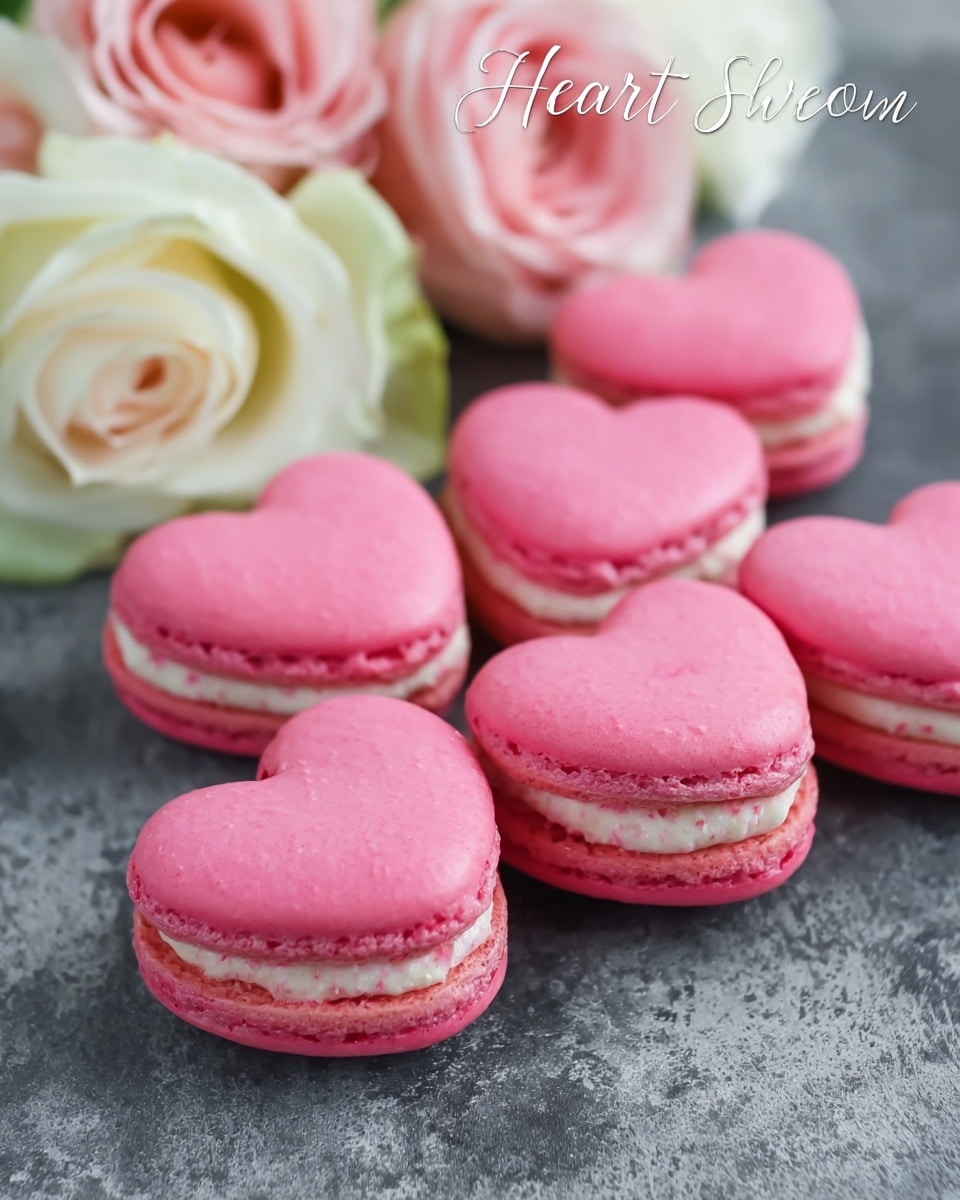 Heart-Shaped Strawberry Macarons with Vanilla Frosting Recipe