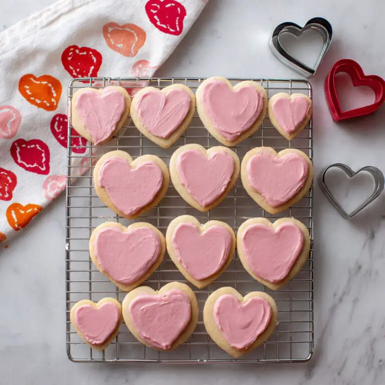 Heart Shaped Pastries with Strawberry or Cherry Jam and Colored Frosting Recipe