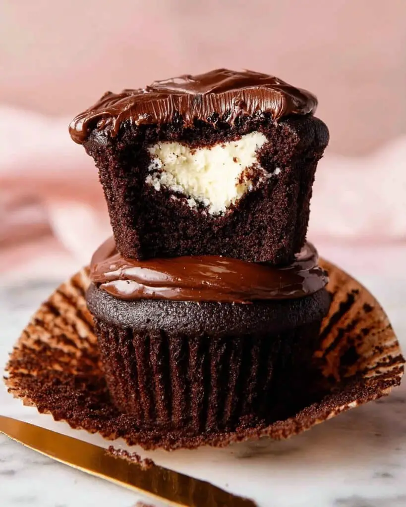 Vanilla Cream Filled Chocolate Ganache Cupcakes Recipe