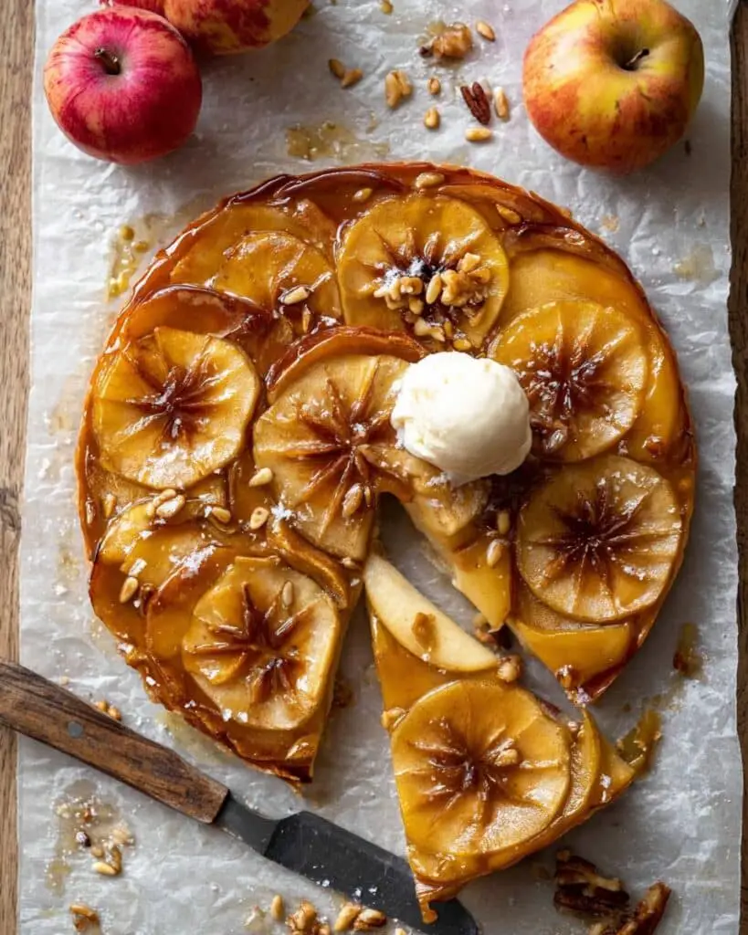 Salted Maple Apple Tarte Tatin with Cinnamon Pumpkin Seeds Recipe