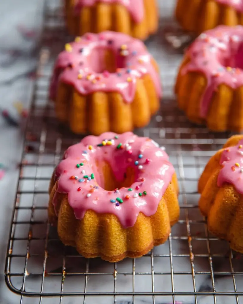 Mini Vanilla Pound Cakes with Raspberry Icing Recipe
