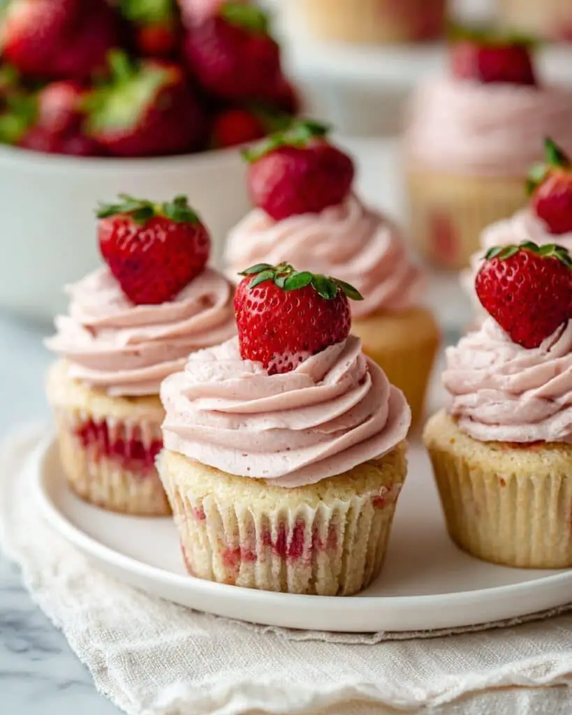 Strawberry Cupcakes with Creamy Strawberry Buttercream Recipe