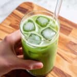 Salted Caramel Iced Matcha Latte with Dates Recipe