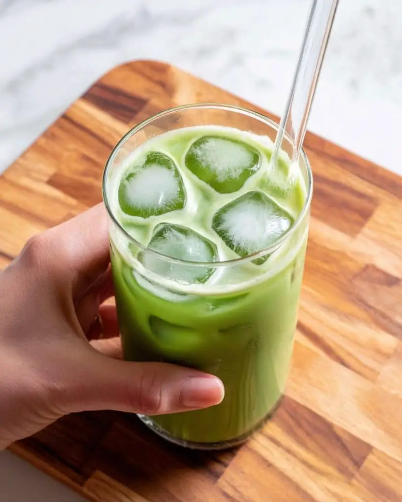 Salted Caramel Iced Matcha Latte with Dates Recipe