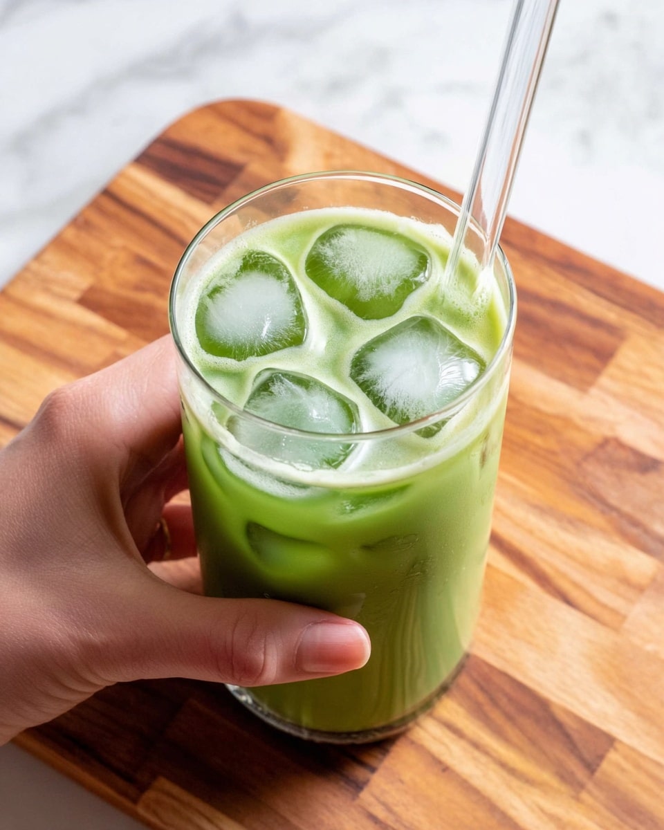 Salted Caramel Iced Matcha Latte with Dates Recipe