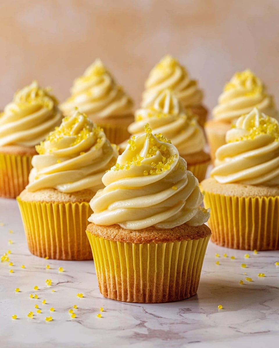 Lemon Cupcakes with Lemon Buttercream Icing and Sprinkles Recipe