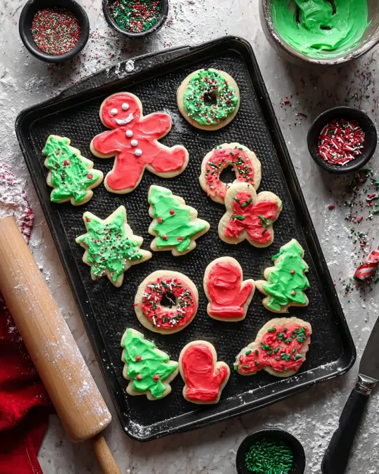 Sour Cream Cut Out Cookies with Colorful Frosting and Sprinkles Recipe