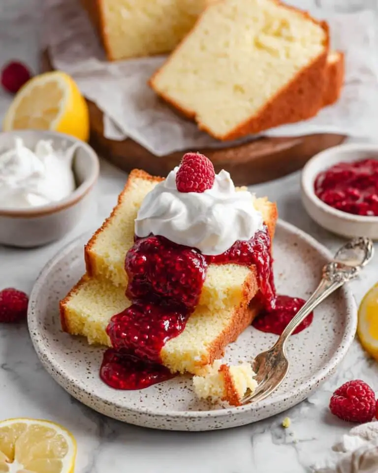 Moist Lemon Pound Cake with Raspberry Compote Recipe