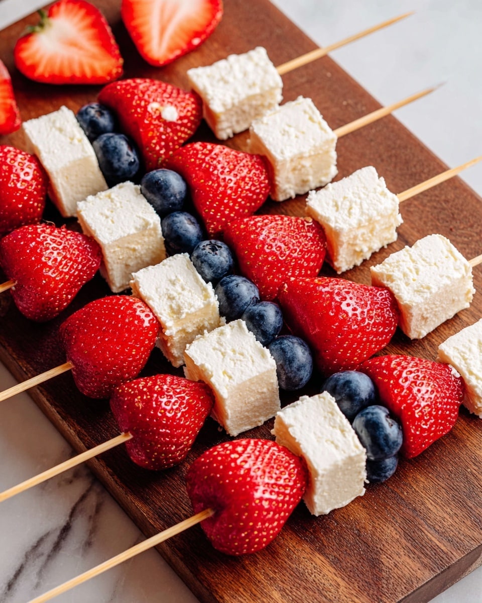 Easy Red White and Blue Kabobs for July 4th Fun Recipe