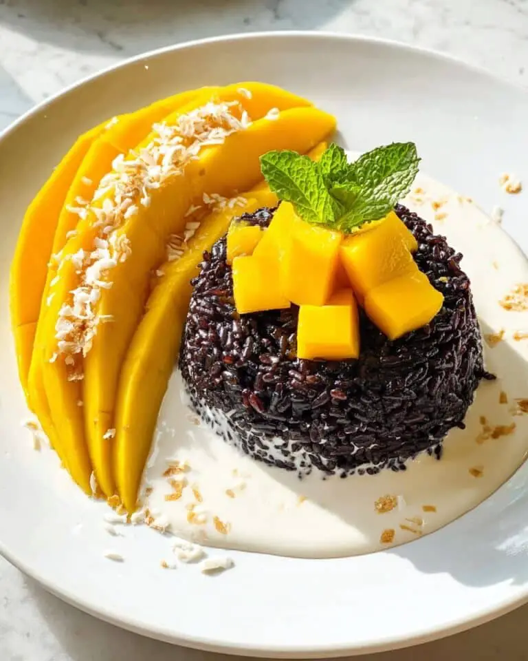 Easy Black Rice Pudding with Mango, Coconut, and Peanuts Recipe