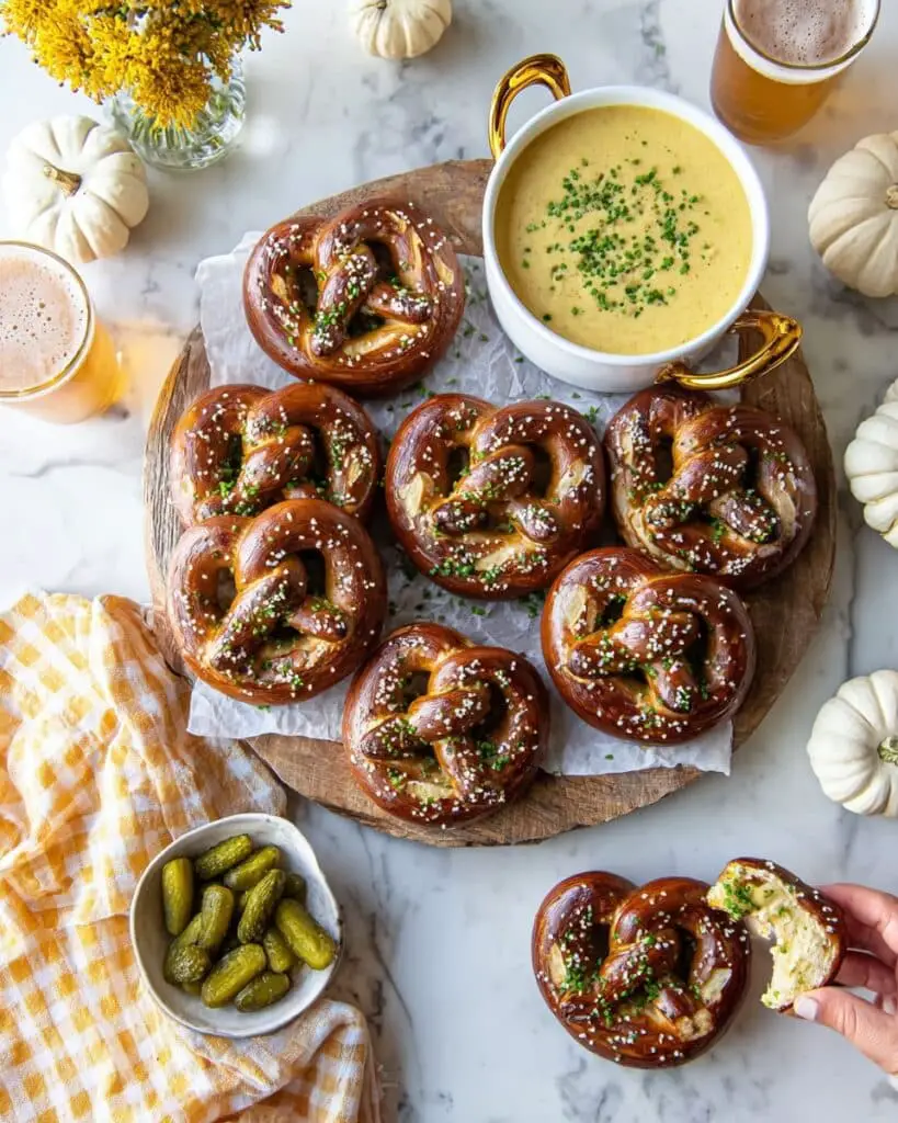 Dill Pretzels with Cider Cheese Dip Recipe