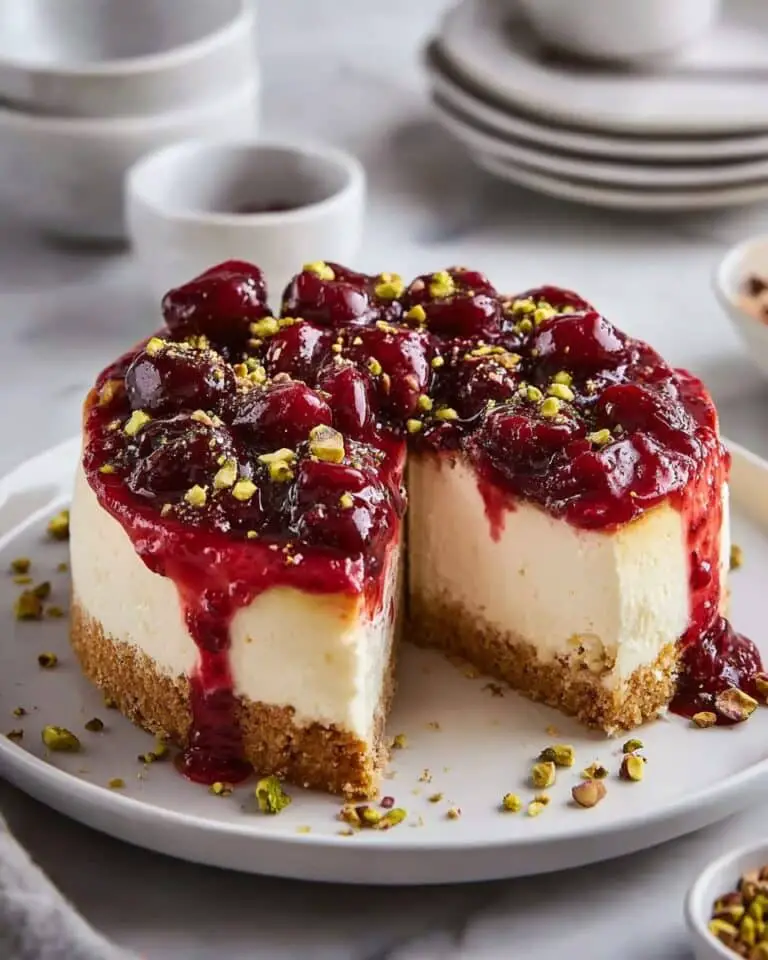 Cherry Pistachio Cheesecake Recipe