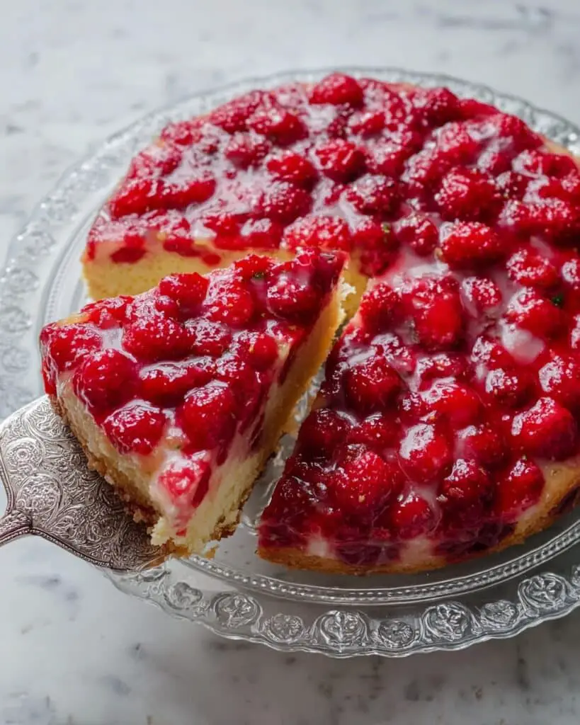 Raspberry White Chocolate Macadamia Nut Upside-Down Cake Recipe