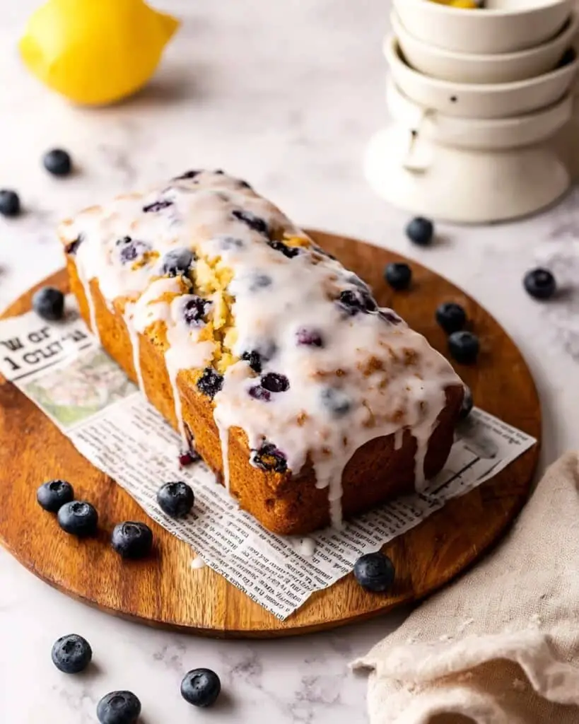 Vegan Lemon Blueberry Loaf Cake with Lemon Glaze Recipe