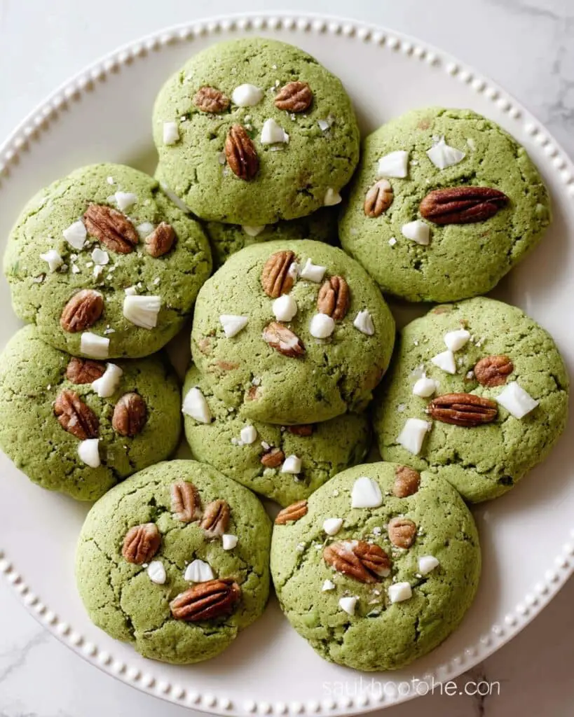 Easy Matcha Cookies with White Chocolate and Nut Topping Recipe