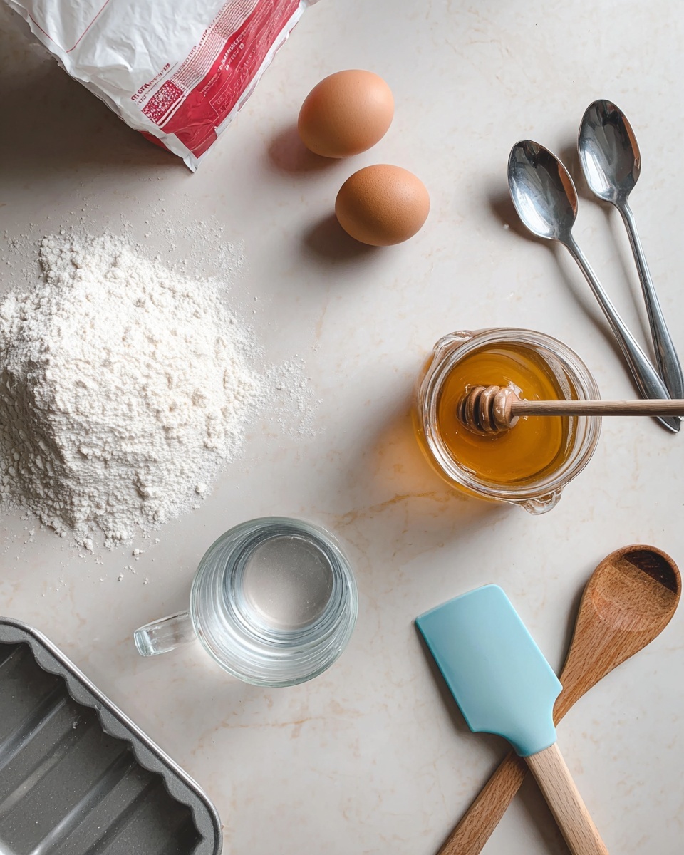 The image shows many baking ingredients on a white marbled surface. There is a large clear glass bowl filled with white cake flour on the top left. Below it, another clear glass bowl contains white granulated sugar. Next to the sugar, a medium clear glass bowl holds white milk. In the center, four white eggs are placed in a small cluster. To the right of the eggs, a small glass bowl contains clear yellow oil. Above the oil, a red measuring cup is filled with white sour cream that has a smooth texture. To the top right, two sticks of yellow butter wrapped in paper are stacked. Between the eggs and flour, a small glass bowl holds dark brown vanilla liquid. On the bottom right, a small clear bowl contains white baking powder, baking soda, and a small pinch of salt. The photo taken with an iphone --ar 4:5 --v 7