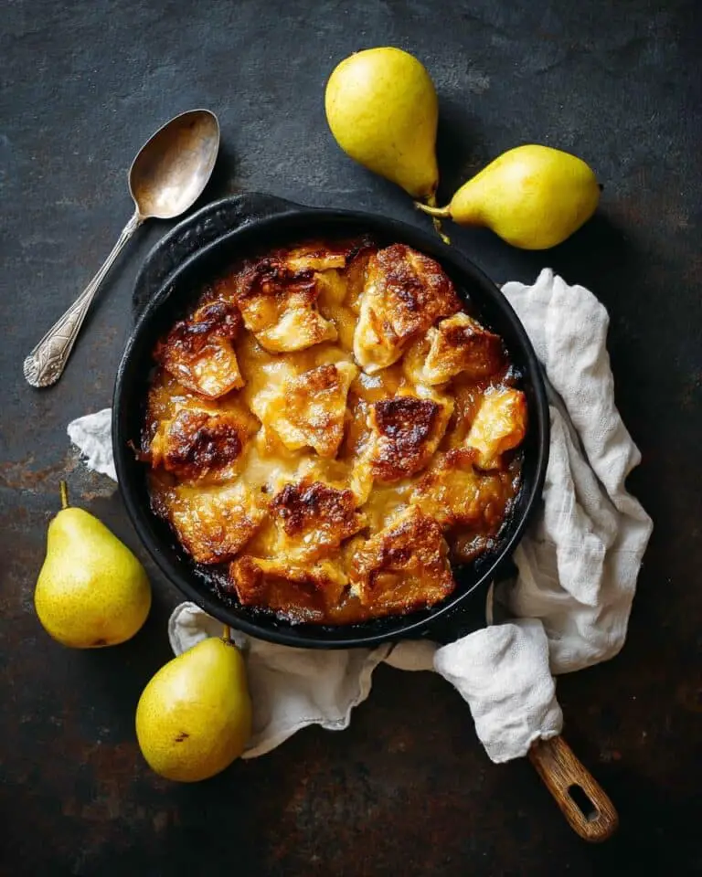 Pear Pandowdy with Puff Pastry and Vanilla Ice Cream Recipe