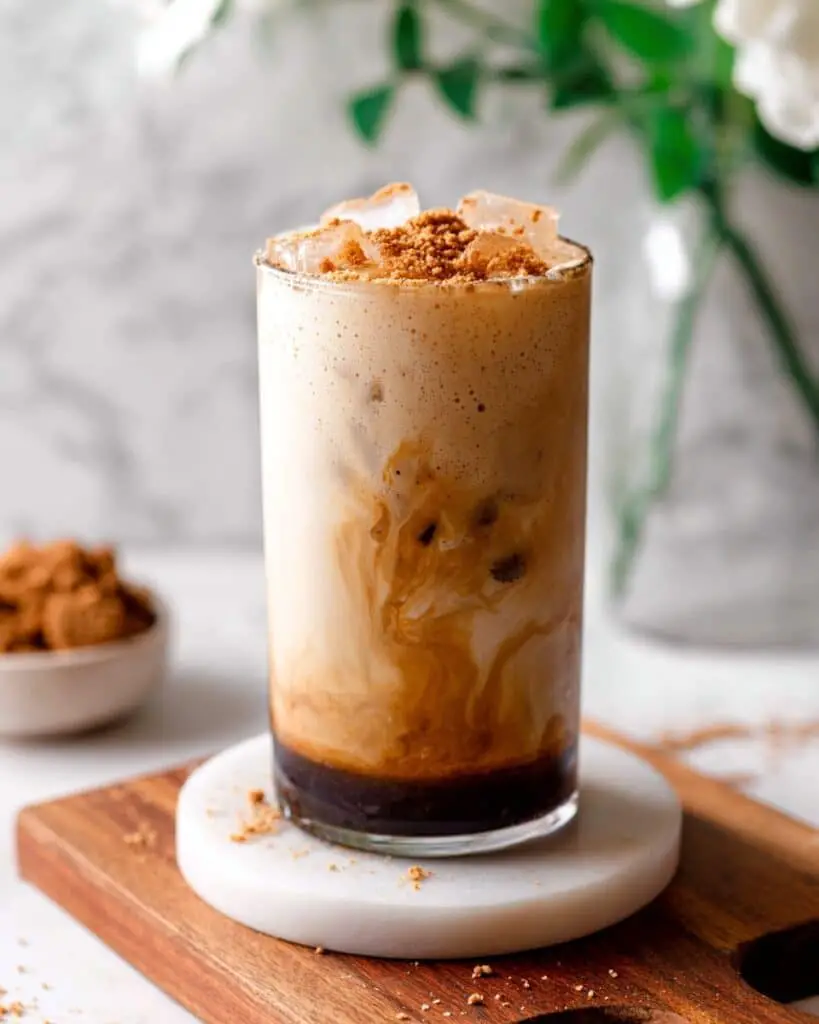 Iced Cookie Butter Latte with Cookie Butter Cold Foam Recipe
