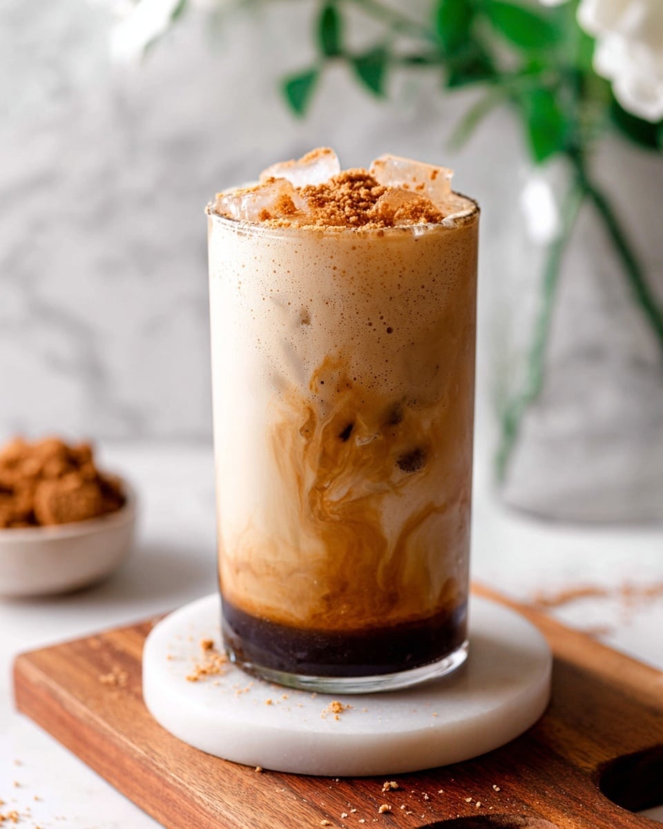 Iced Cookie Butter Latte with Cookie Butter Cold Foam Recipe