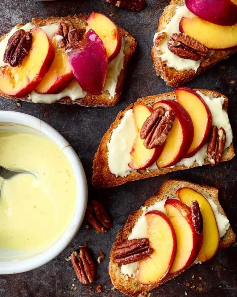 Roasted Peach and Orange Whipped Greek Yogurt Crostini Recipe