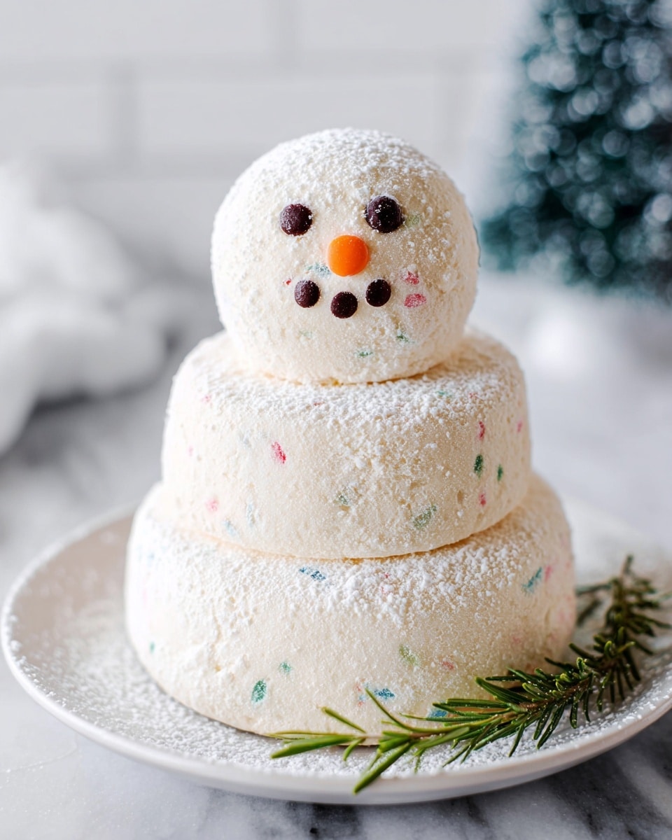 The image shows three stacked sugar-coated round cookies with a rough, cracked surface, off-white in color with tiny colorful sprinkles inside. The top cookie has a bite taken out, revealing a soft, crumbly inside with small pink, orange, and blue sprinkles. Around the bottom cookie are a few thin, textured crackers that are golden-brown, and sprigs of fresh green rosemary lie next to them. The whole scene is set against a white marbled surface. photo taken with an iphone --ar 4:5 --v 7