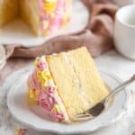 Fluffy Vanilla Cake with Homemade Buttercream Frosting Recipe