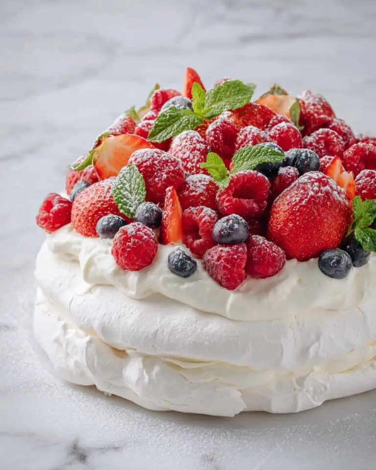 Classic Pavlova Cake with Fresh Berries and Whipped Cream Recipe