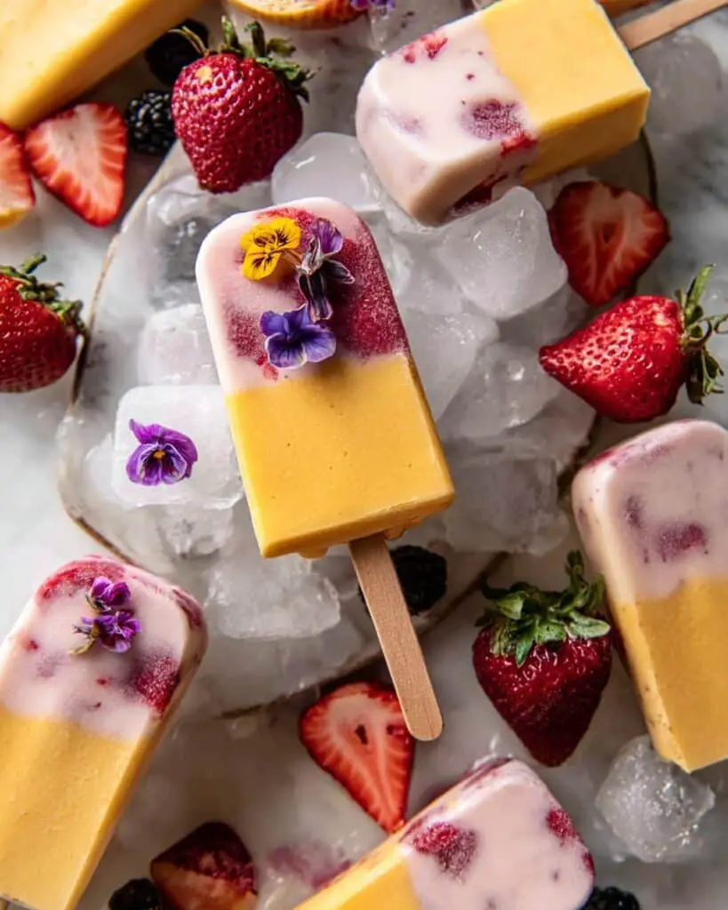 Creamy Strawberry Mango Popsicles Recipe
