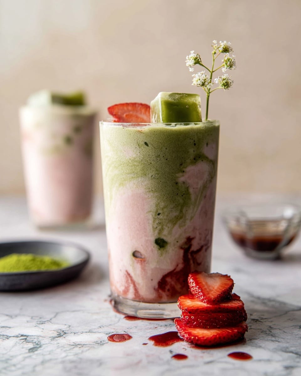 Iced Strawberry Milk Matcha Latte Recipe