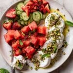 Strawberry Watermelon Salad with Burrata and Pistachios Recipe