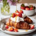 Baked Strawberry and Cream Stuffed Croissant French Toast Recipe