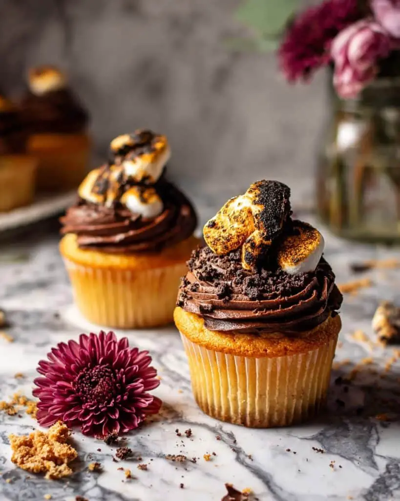 Vanilla Bean Cupcakes with Whipped Chocolate Marshmallow Frosting Recipe