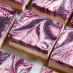 No Bake Blueberry Swirl Cheesecake Bars Recipe