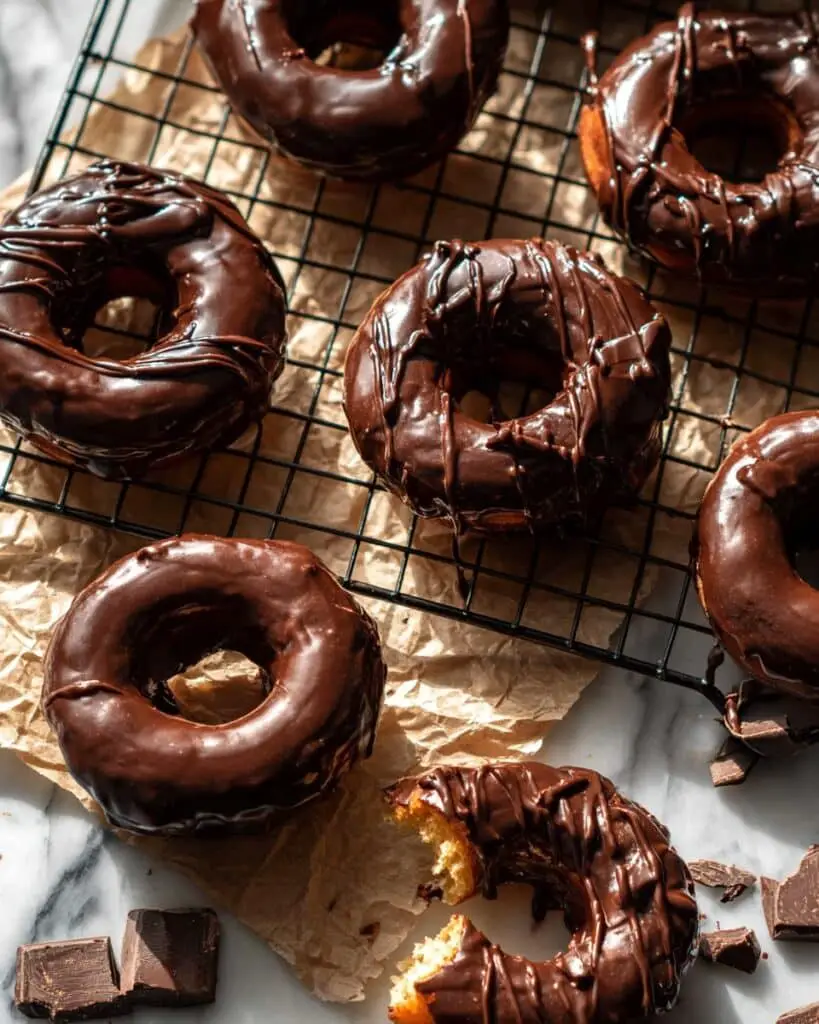 Homemade Baked Frosted Chocolate Donuts Recipe