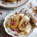 Vanilla Poached Pears with Yogurt and Aromatic Syrup Recipe