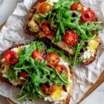 Boursin Egg Toast with Arugula, Cherry Tomatoes, and Balsamic Glaze Recipe