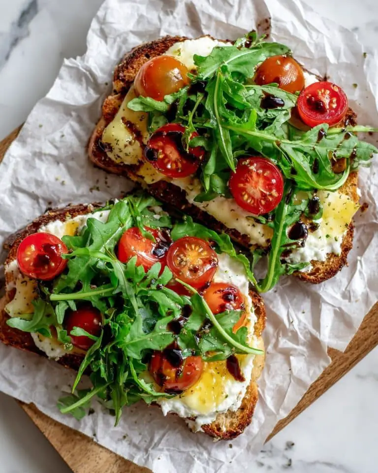 Boursin Egg Toast with Arugula, Cherry Tomatoes, and Balsamic Glaze Recipe