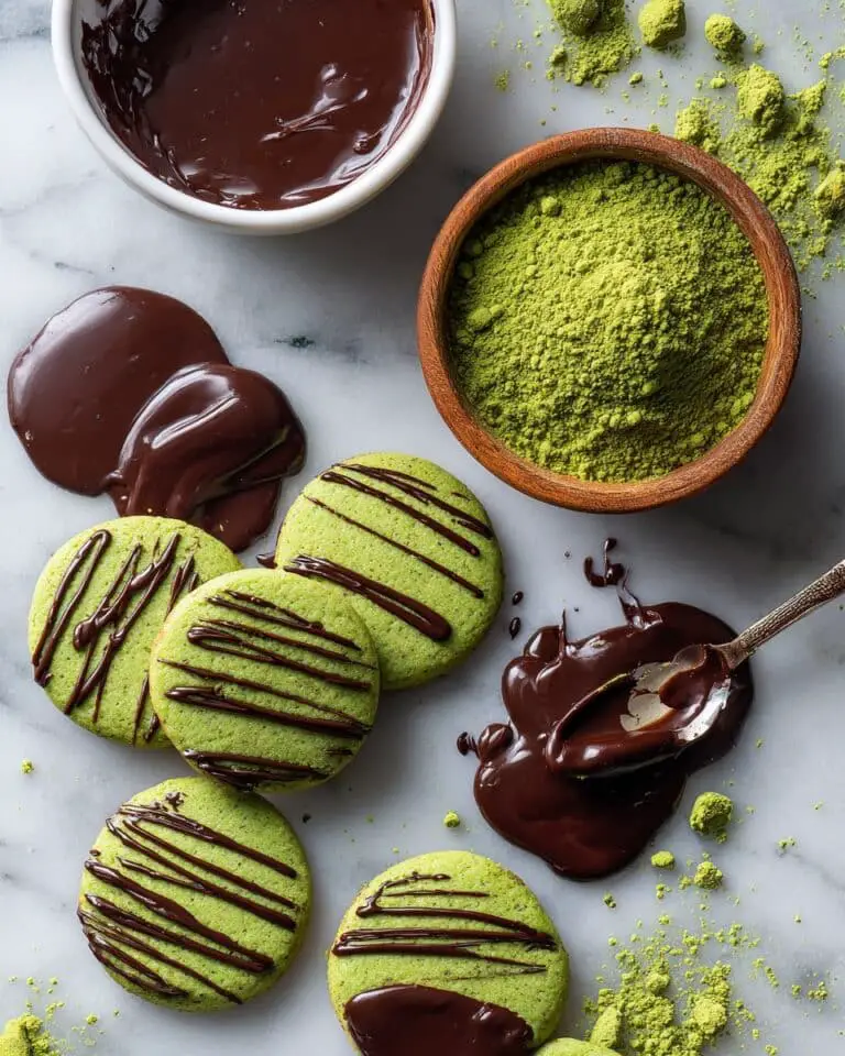 Matcha Cookies with Dark Chocolate Drizzle Recipe