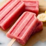 3 Ingredient Strawberry Banana Popsicles Recipe