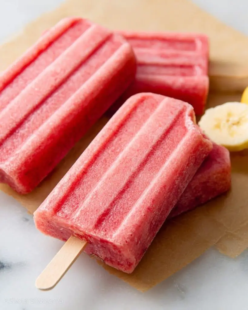 3 Ingredient Strawberry Banana Popsicles Recipe