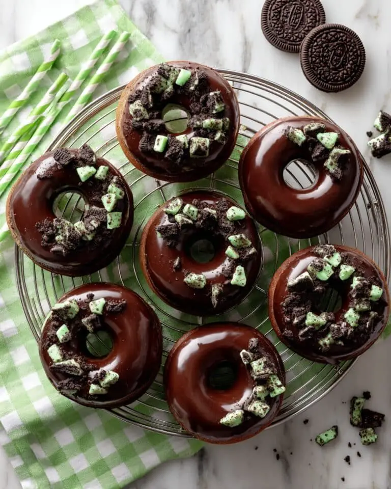 Mini Chocolate Cake Mix Donuts with Mint Oreo Topping Recipe
