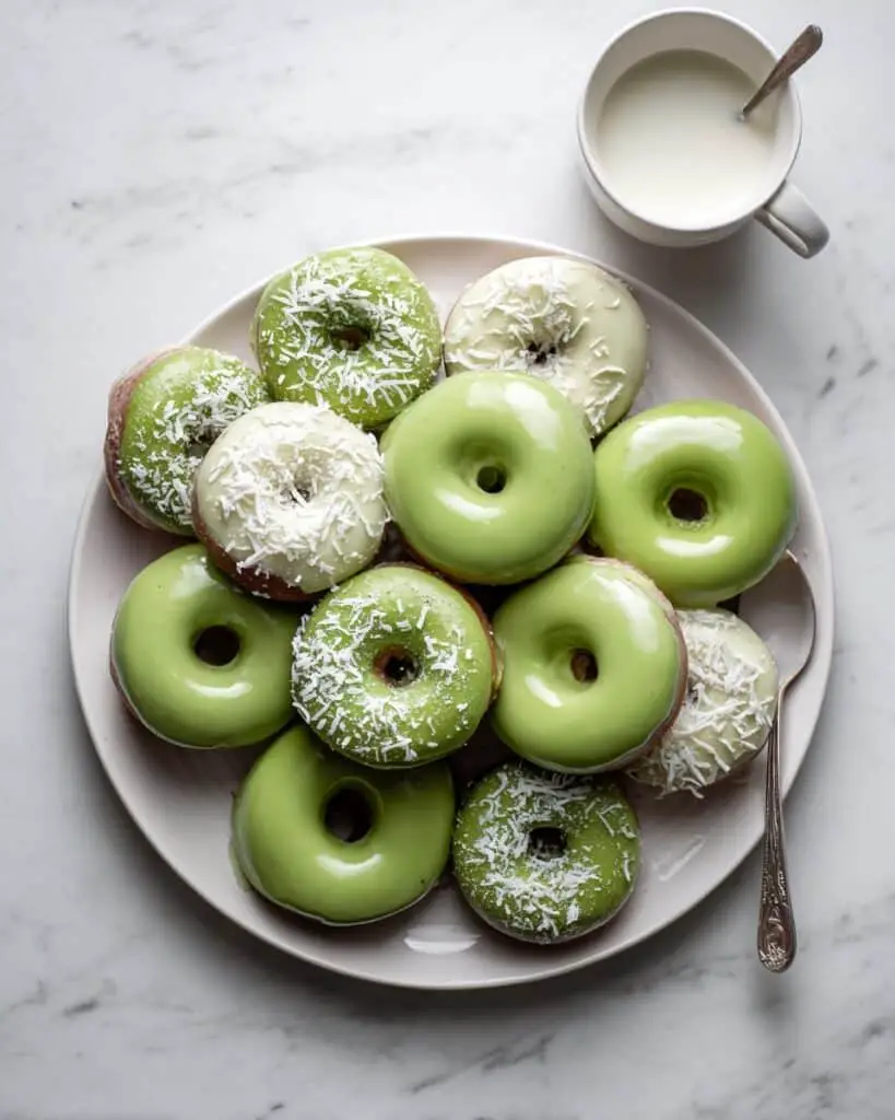 Baked Matcha Donuts with White Chocolate Glaze Recipe
