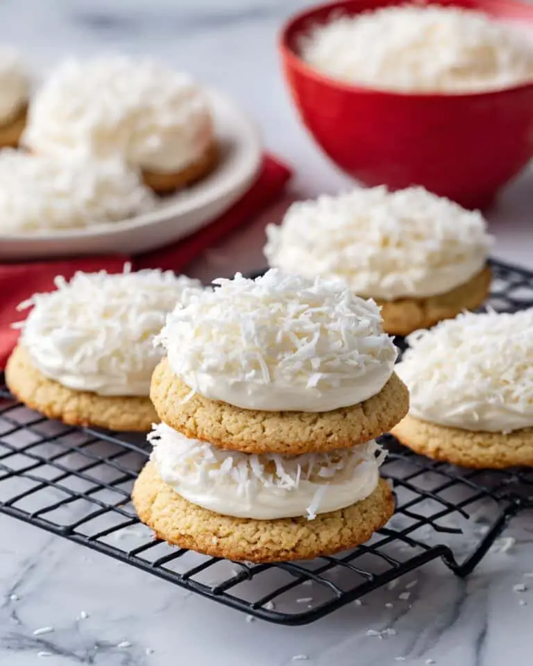 Snowball Cookies with Coconut and Cream Frosting Recipe